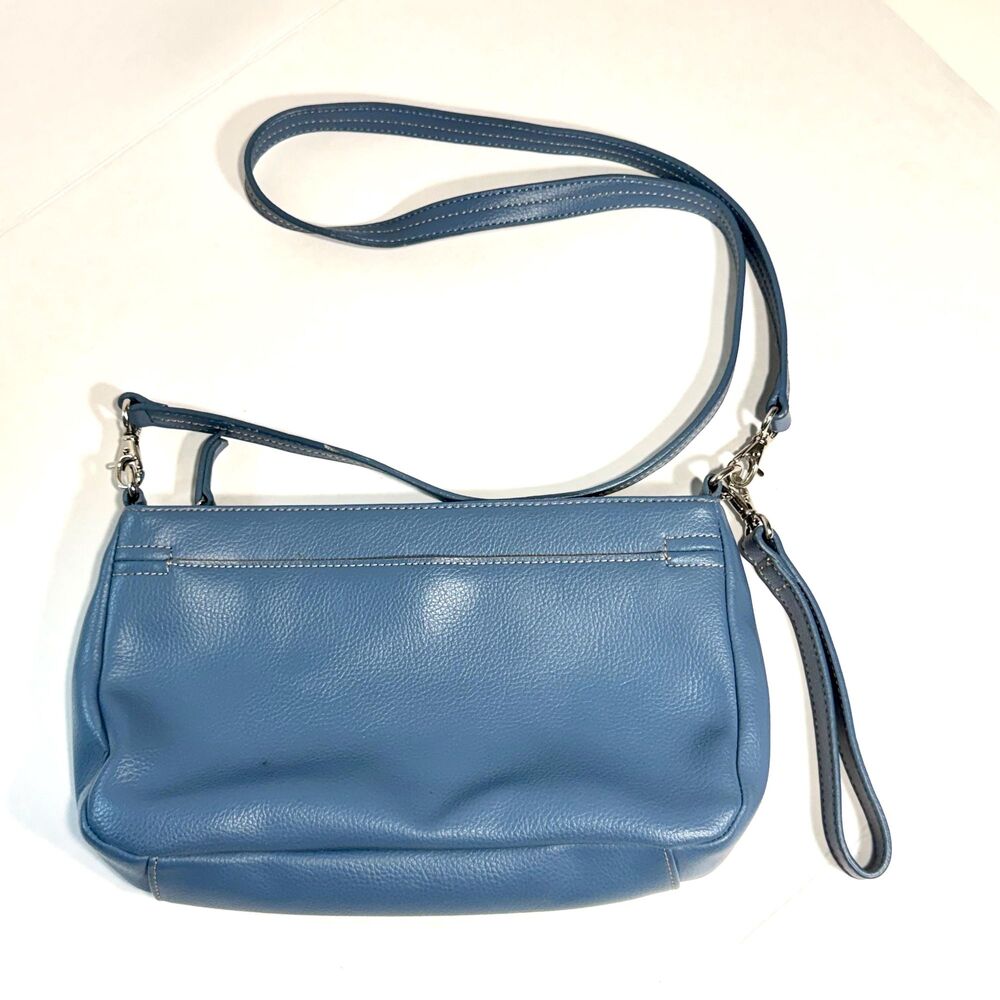 Liz Claiborne Blue Pebble Leather Convertible Crossbody Wristlet